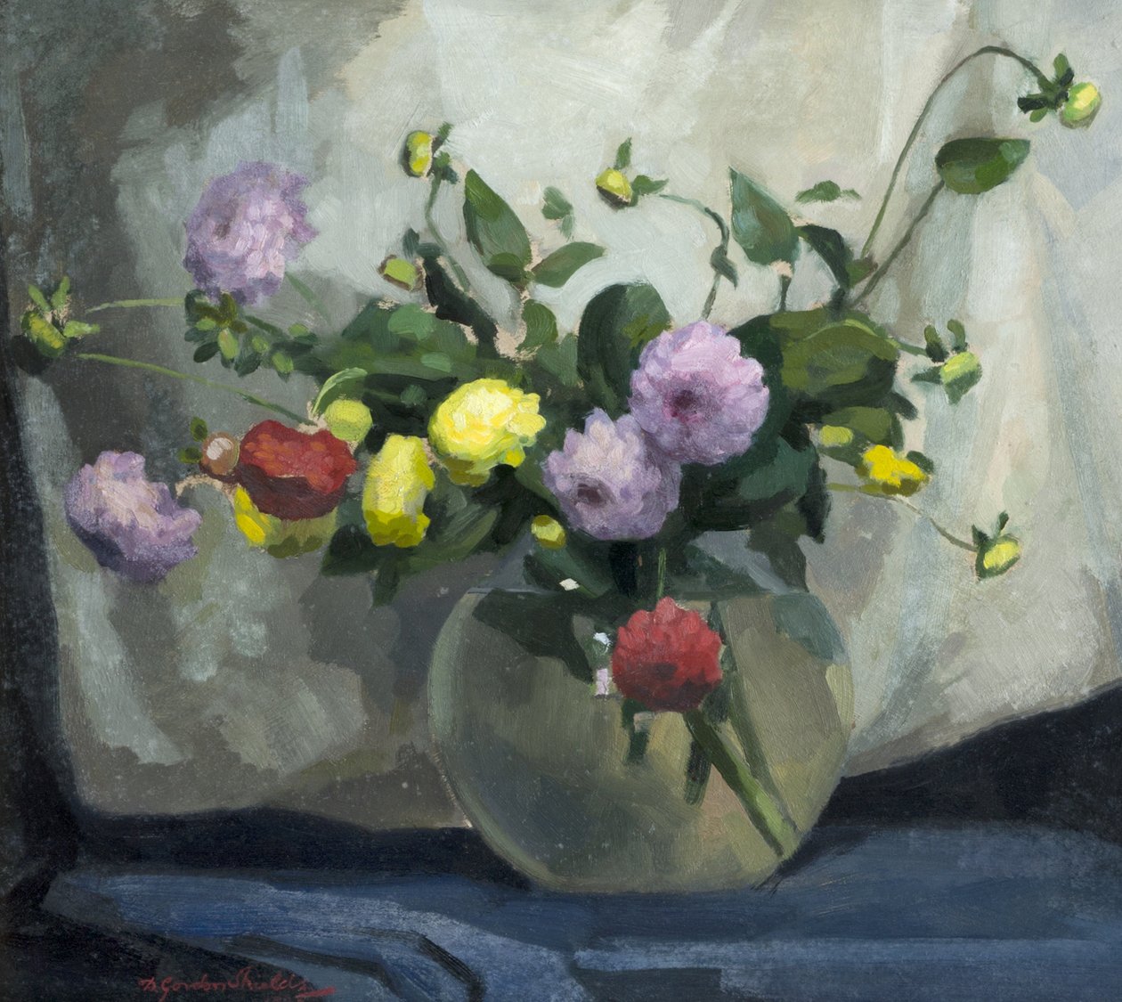 Stilleben, Pompom Dahliaer av Harry Gordon Shields