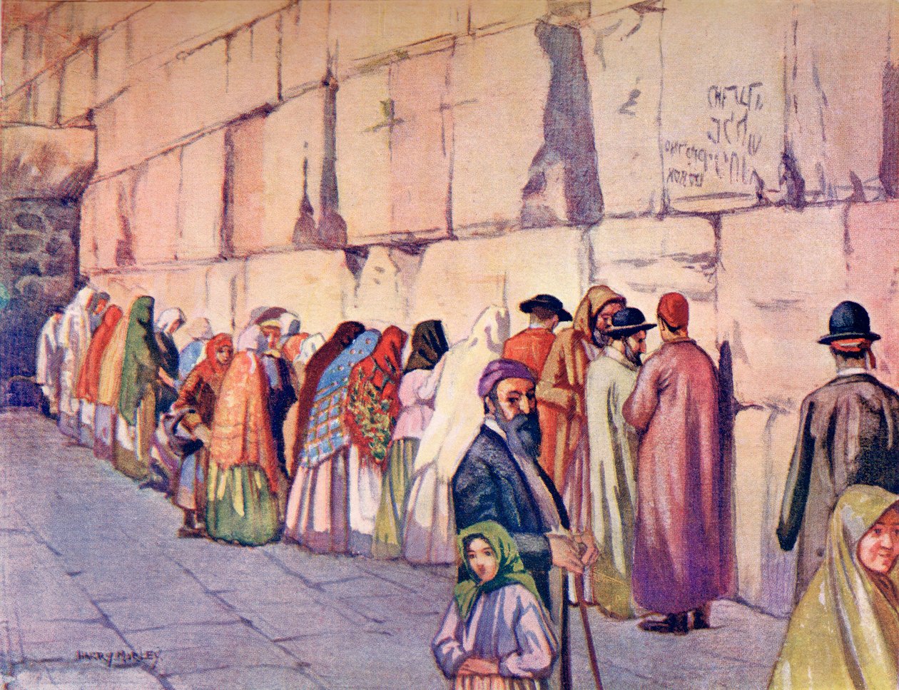 Klagemuren, Jerusalem, Palestina, ca. 1910, fra A Book of Modern Palestine av Richard Penlake, utgitt ca. 1910 av Harry Morley