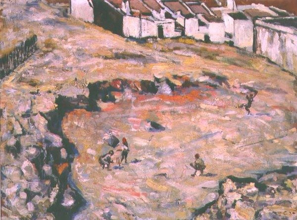 The Cricket Match (olje på hardt bord) av Harry Stratford Caldecott