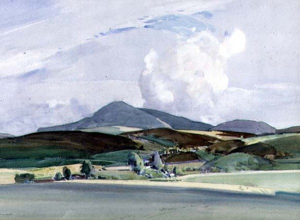 Fjellutsikt (akvarell) av Harry Watson