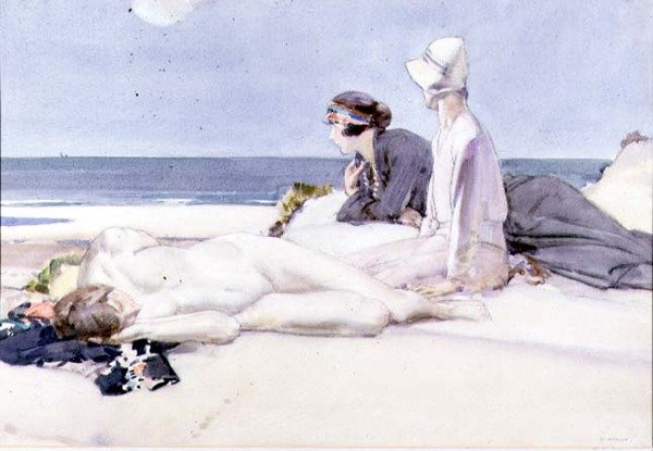 On the Dunes (akvarell og blyant) av Harry Watson