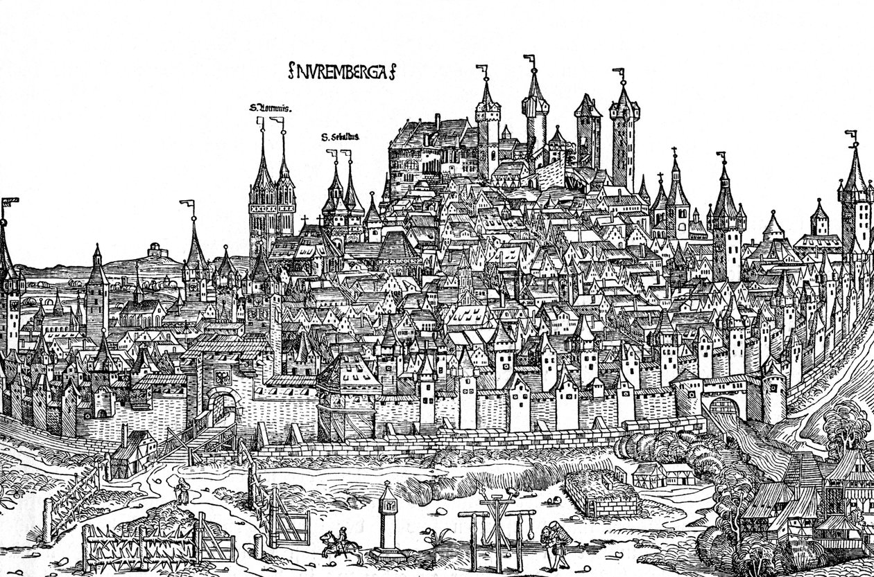 Nurnburg-utsikt på 1400-tallet av Hartmann Schedel