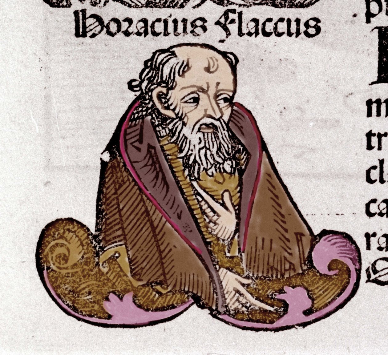 Portrett av Horace (Quintus Horatius Flaccus) (65-8 f.Kr.), latinsk poet. I "The Book of Chronicle" av Hartmann Schedel. 1497 av Hartmann Schedel