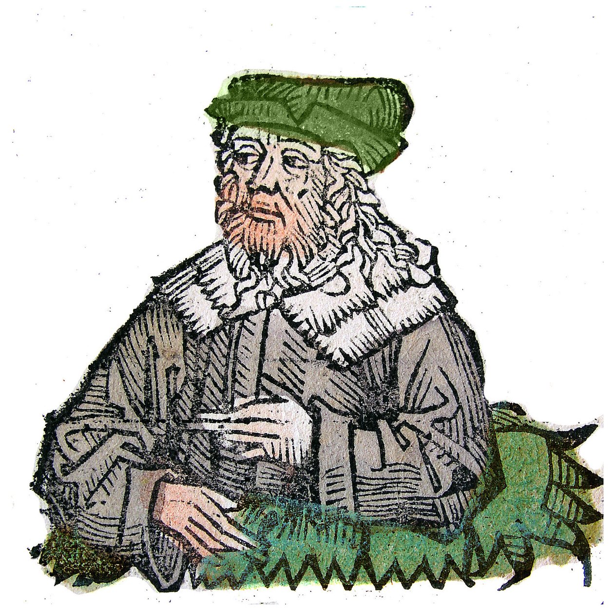 Portrett av Plotin (Plotino) (Plotinus) (205 - 270), gresk filosof. Xylografi av "" Chronicles of Nuremberg"" av Hartmann Schedel av Hartmann Schedel