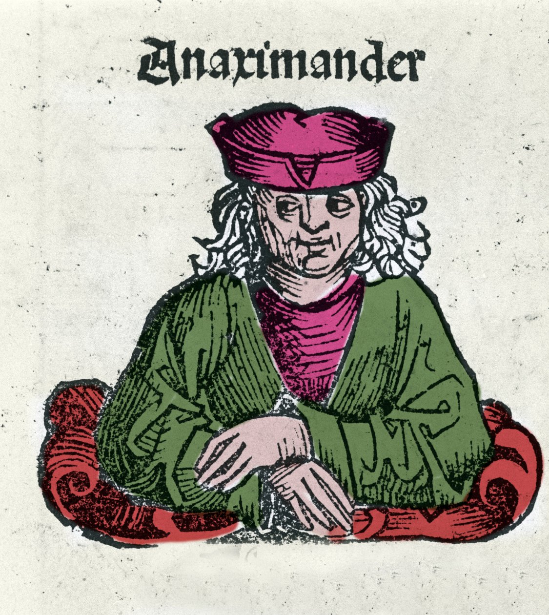 Representasjon av Anaximandros eller Anaximander De Miletus (610 - 547 f.Kr.), gresk filosof, matematiker og astronom Xylography of "" Chronicles of Nuremberg"" av Hartmann Schedel av Hartmann Schedel