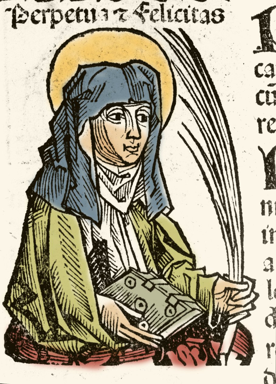 Representasjon av Saint Perpetuus, martyrium i Kartago. xylografi av Hartmann Schedel "" Chronicles of Nuremberg "" 1493. av Hartmann Schedel