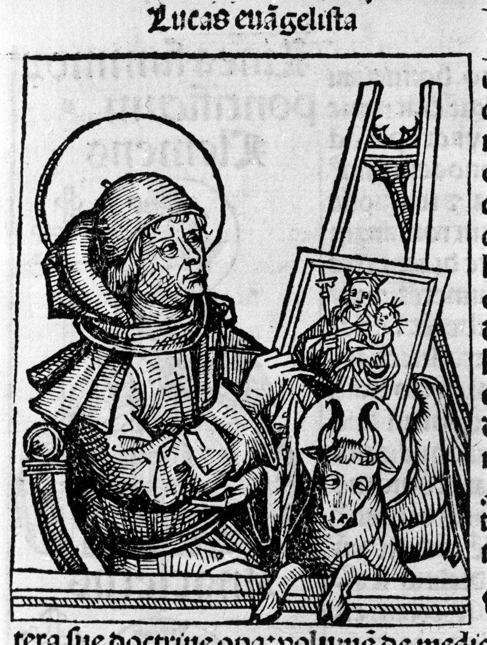 Representasjon av evangelisten Saint Luke. Gravering fra «Liber chronicarum» (Nürnberg-krøniker) av Hartmann Schedel 1493 av Hartmann Schedel