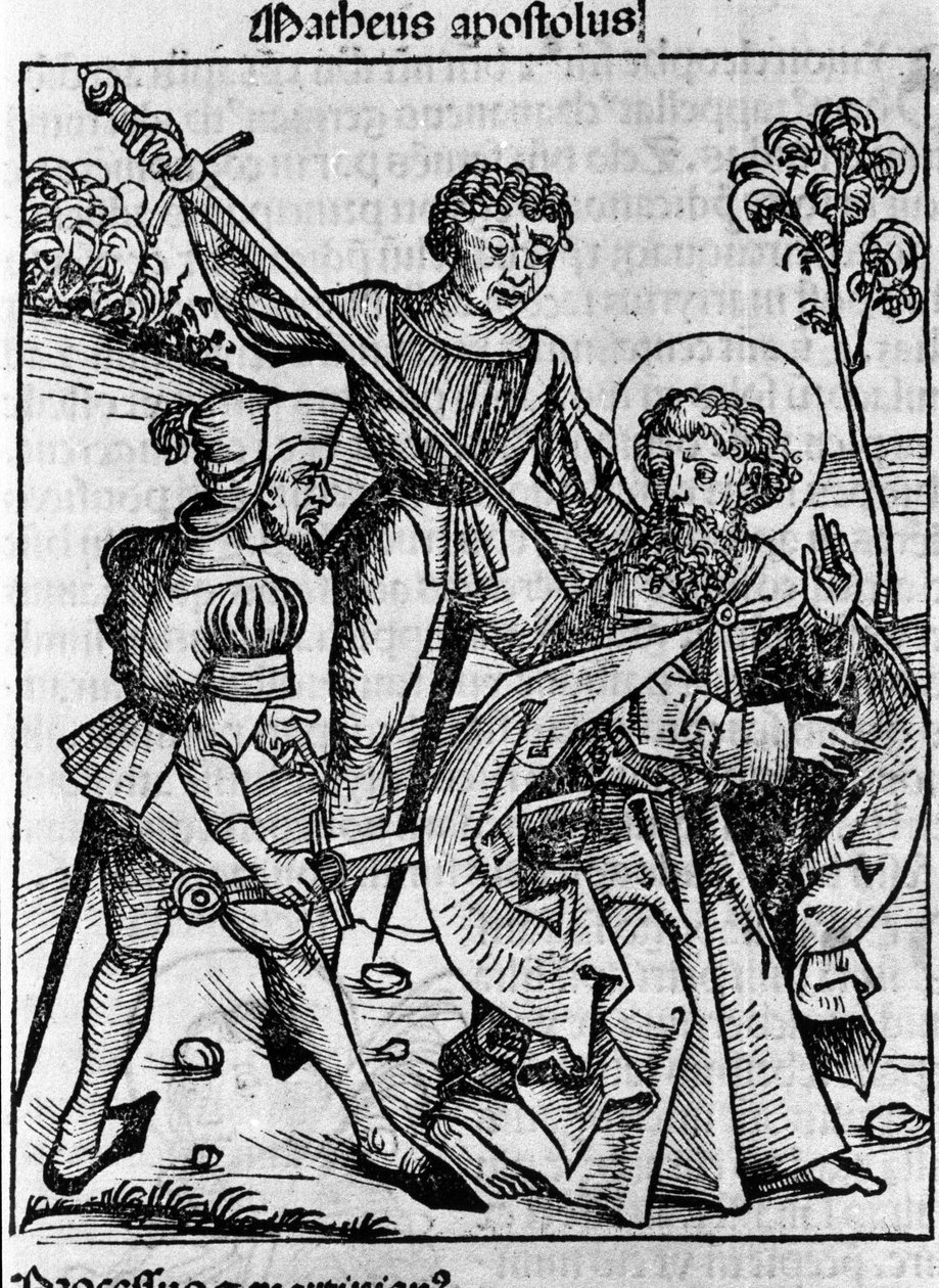 Representasjon av evangelisten Saint Matthew. Gravering fra «Liber chronicarum» (Nürnberg-krøniker) av Hartmann Schedel 1493 av Hartmann Schedel