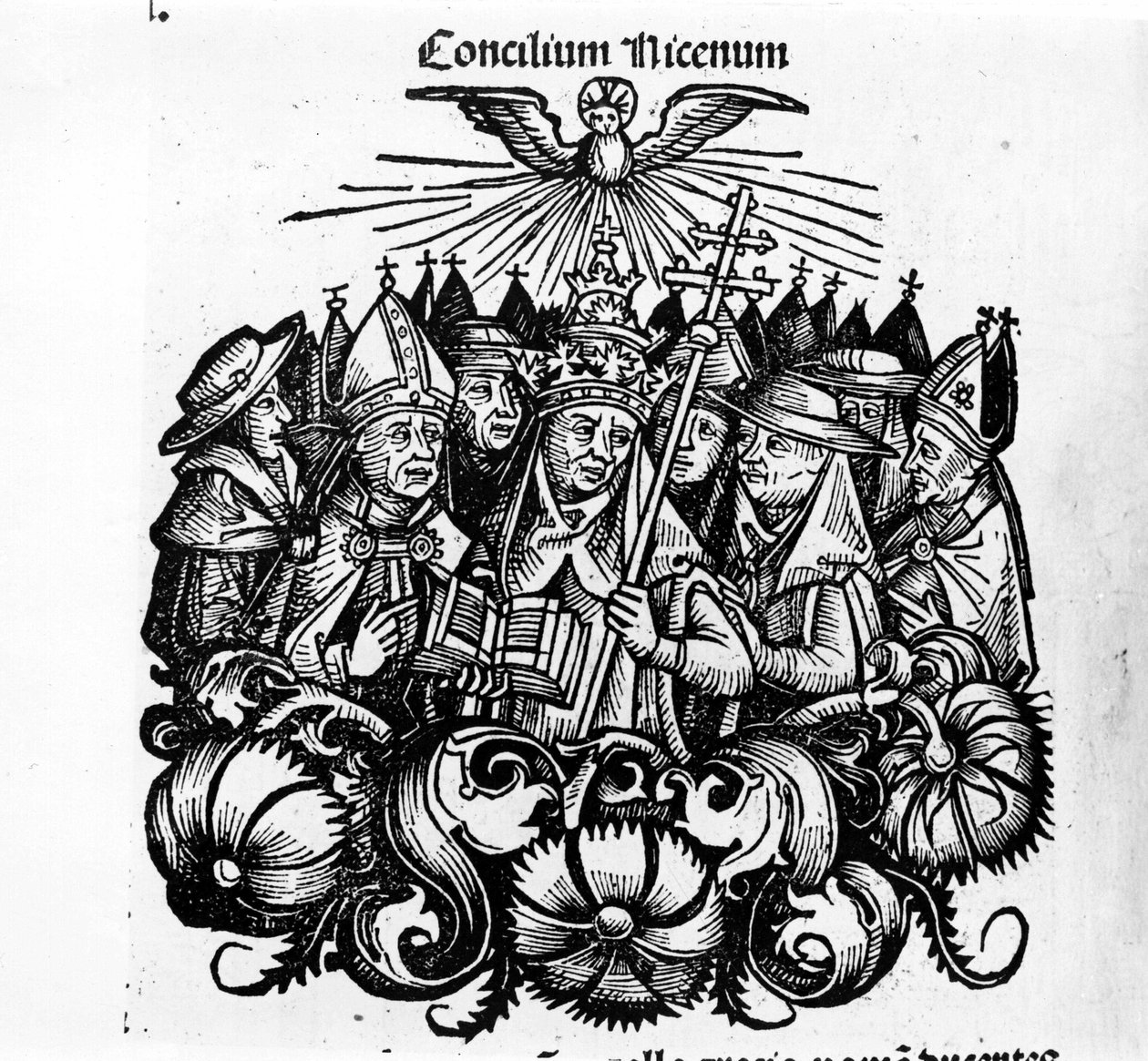 Konsilet i Nicea. Illustrasjon av "" Universal Chronicles of Nuremberg"" av H. Schedel av Hartmann Schedel