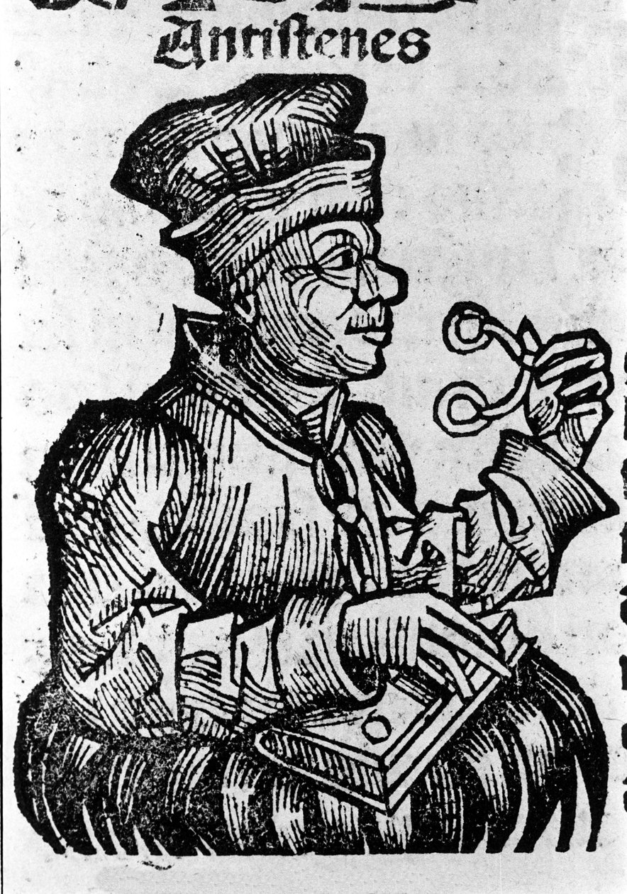 Den greske filosofen Antisthene (444-365 f.Kr.). Xylografi av "" Chronicles of Nuremberg"" av Hartmann Schedel av Hartmann Schedel