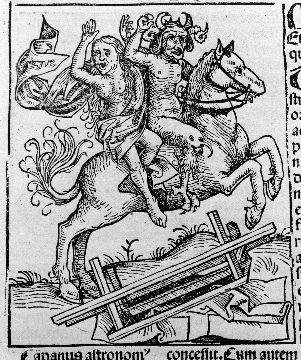 Kongen, heksen og Berkeley-padden av William av Malmesbury "" Representasjon av Berkeley-heksa gravd opp fra kisten av demonene""" Gravering fra Hartmann Schedel "" Liber chronicarum"" Nürnberg 1493 av Hartmann Schedel