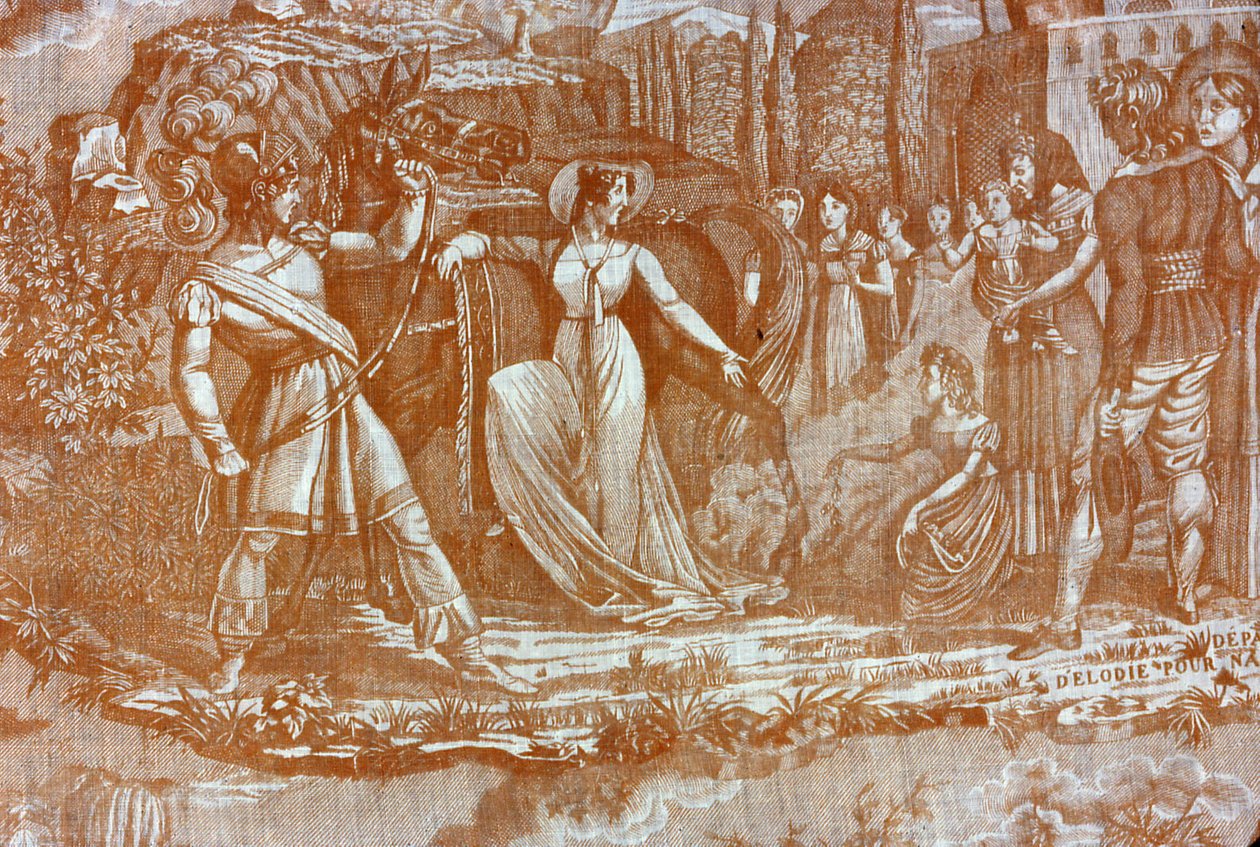 Le Solitaire au Pont du Torrent (Eremitten ved broen over torrenten) (møbelstoff) av Hartmann et Fils
