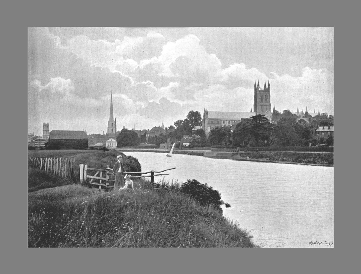 Worcester katedral, ca 1900 av Harvey Barton