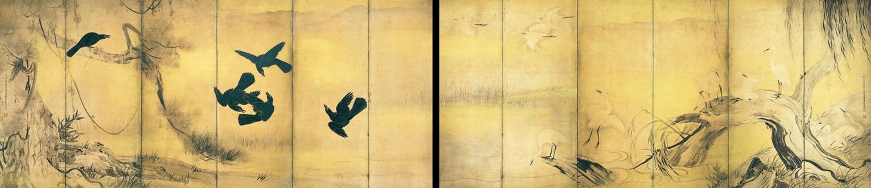 Kråker og hegre (viktig kulturell eiendom) av Hasegawa Tohaku