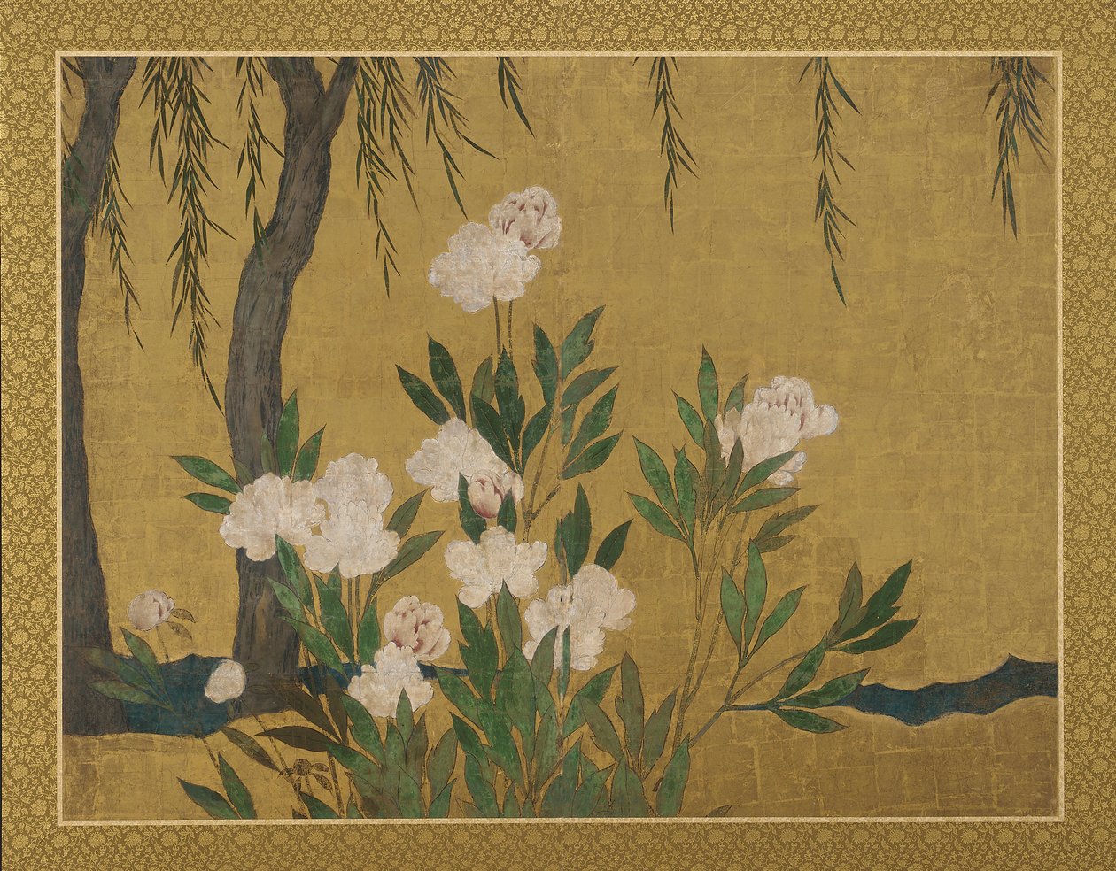 Peoner og vier, Momoyama- eller Edo-perioden, tidlig på 1600-tallet. av Hasegawa Tonin