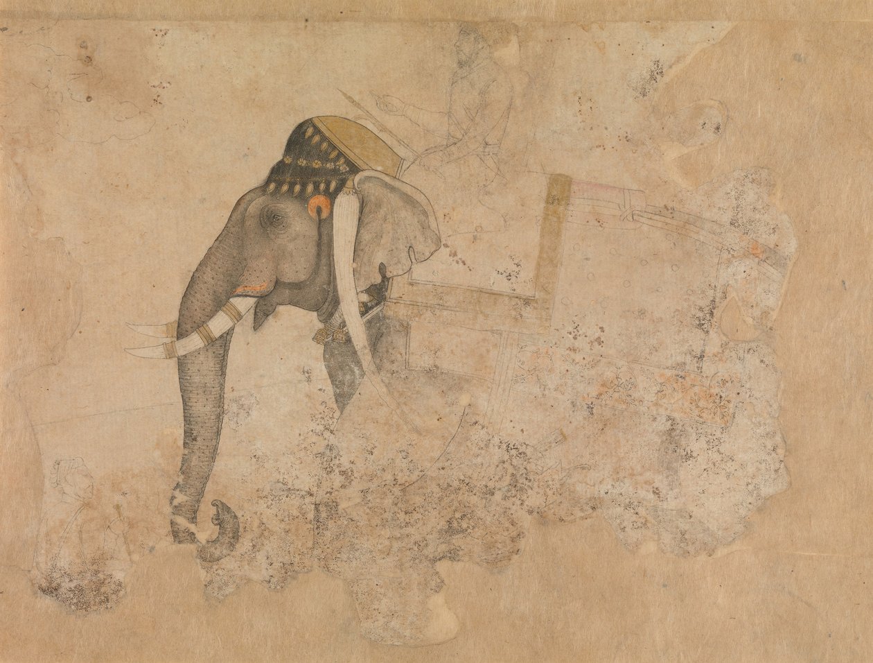 Elefant og rytter, ca. 1640. av Hashim.