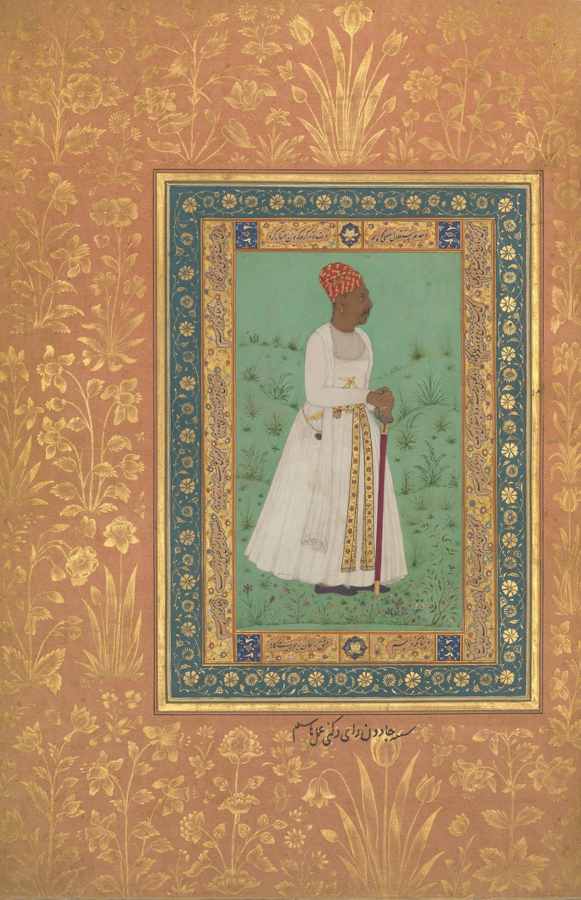 Portrett av Jadun Rai Deccani, Folio fra Shah Jahan Album, rekto: ca. 1622, bakside: ca. 1530-50 av Hashim