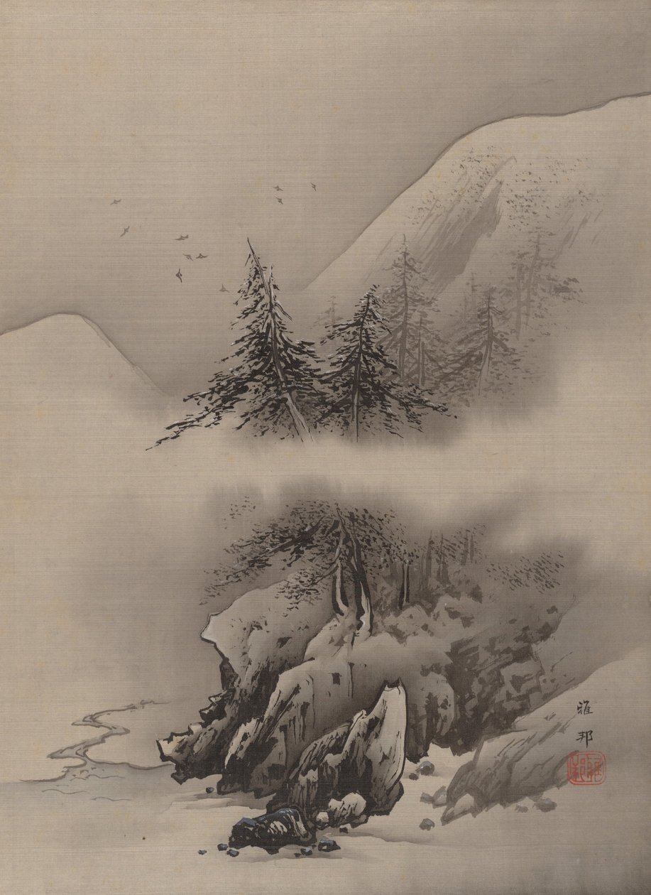 Snølandskap, ca. 1885-89. av Hashimoto Gaho
