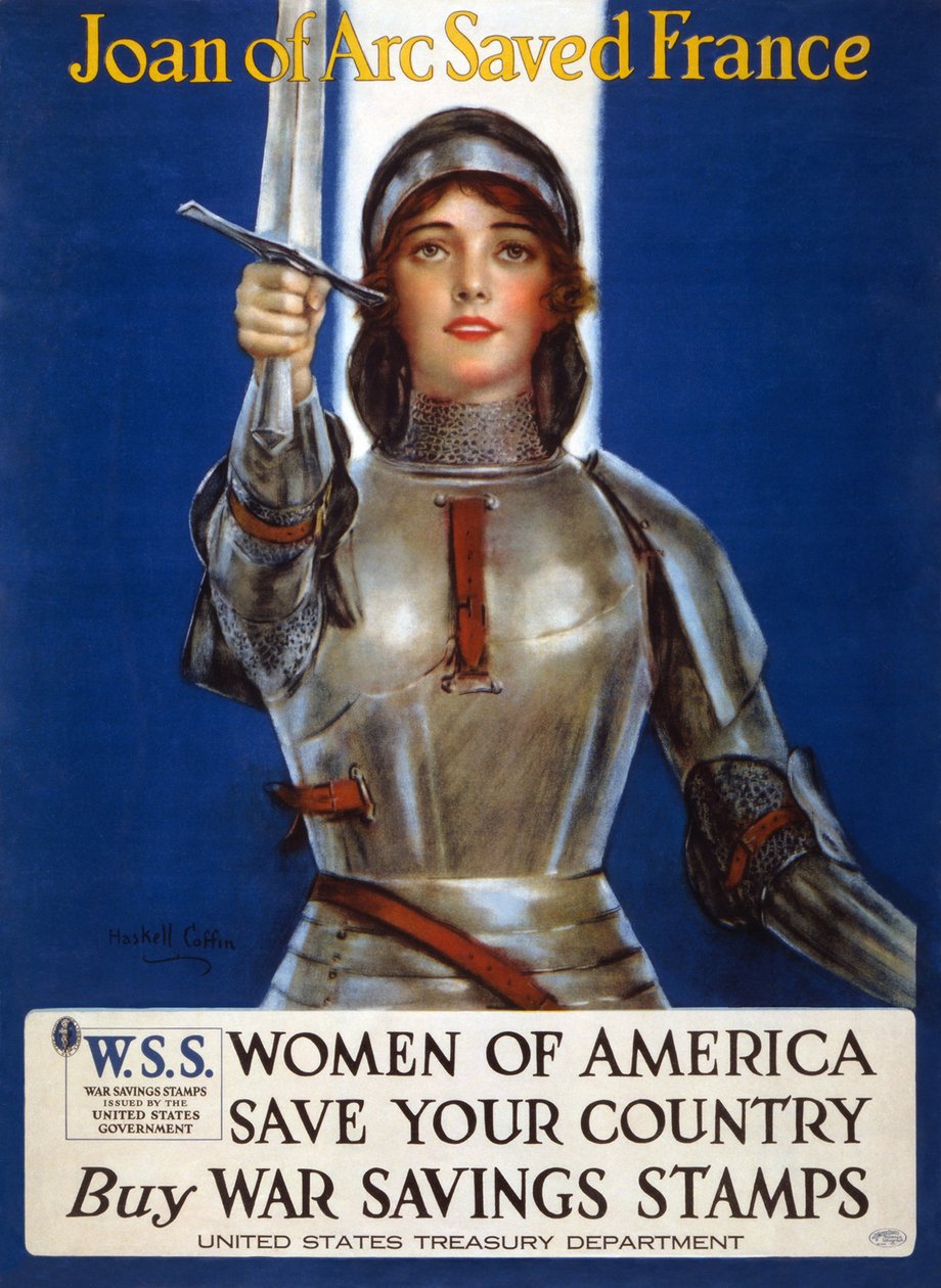 Joan of Arc reddet Frankrike - Women of America, save your country-plakat, 1918 av Haskell Coffin