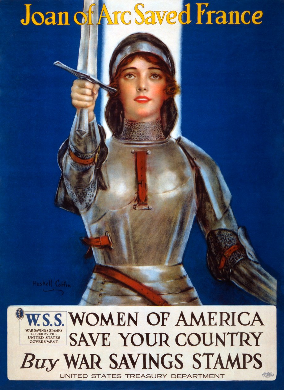 Joan of Arc reddet Frankrike, Women of America, save your country-plakat, 1918. av Haskell Coffin