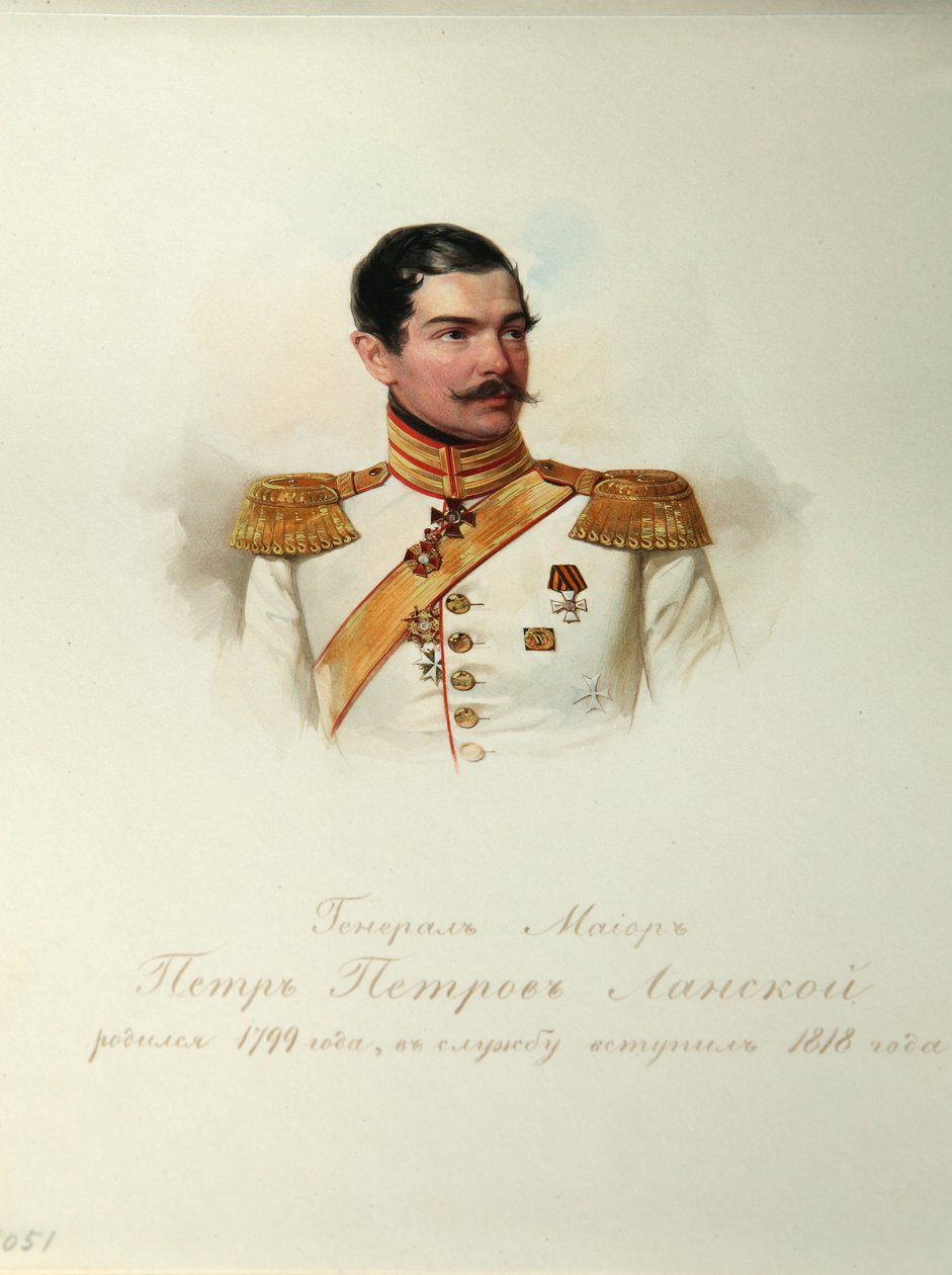 Portrett av general Pyotr Petrovich Lanskoy 1799-1877 fra albumet til de keiserlige hestevaktene, 1846-1849 av Hau