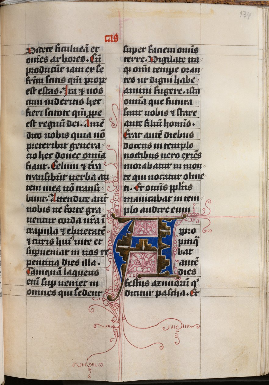Evangeliebok med evangelistportretter: Dekorert initial av Hausbuch Master