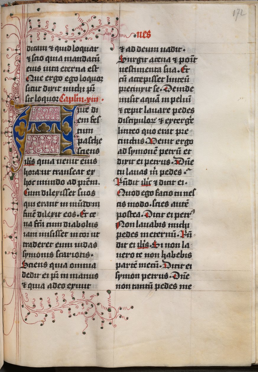 Evangeliebok med evangelistportretter: Dekorert initial av Hausbuch Master