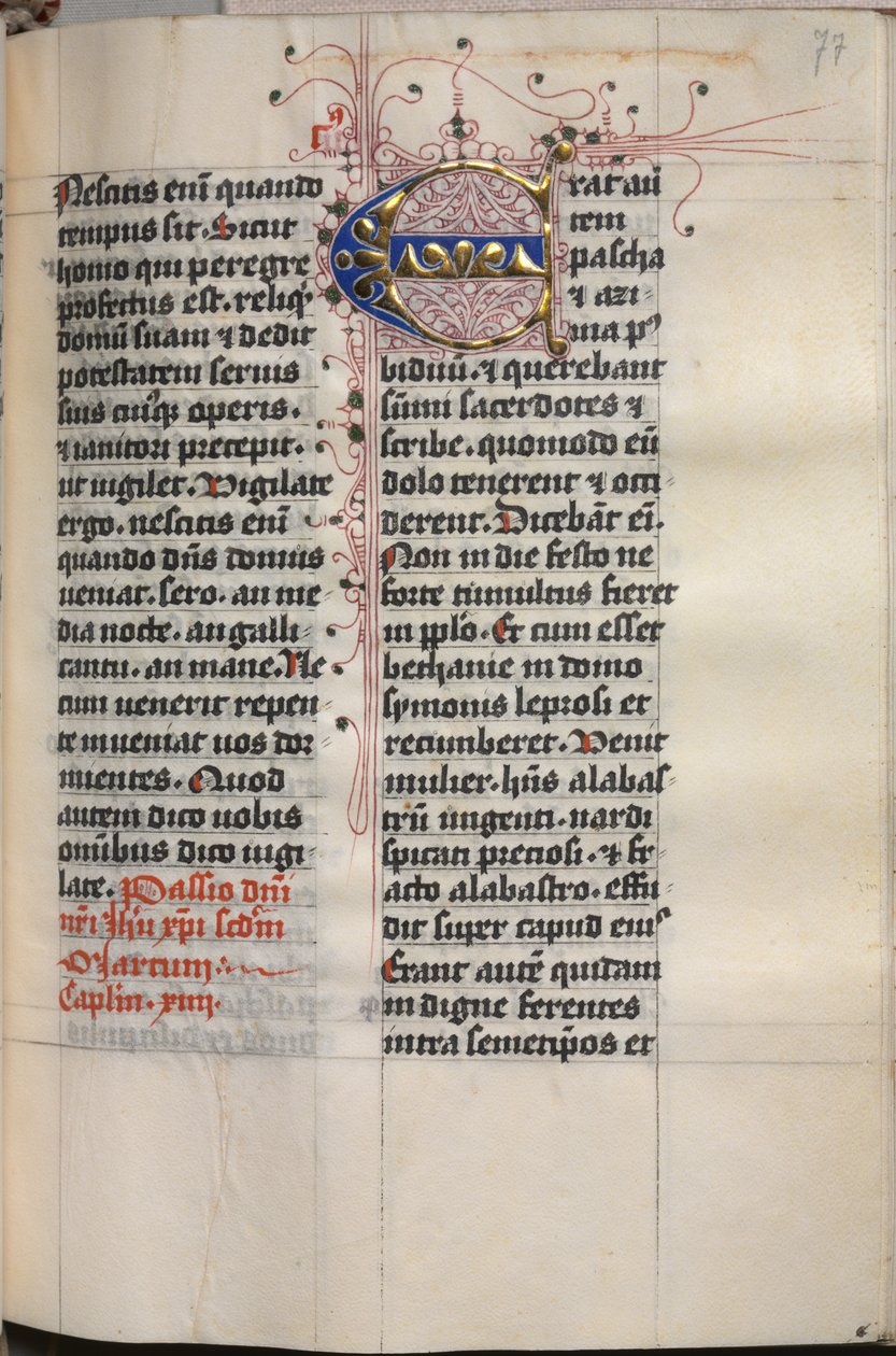 Evangeliebok med evangelistportretter: Dekorert initial, ca. 1480. av Hausbuch Master