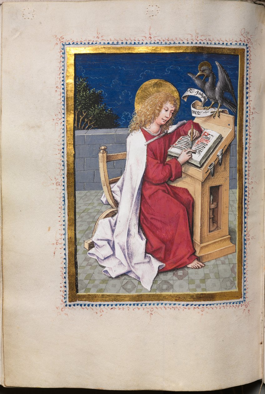 Evangeliebok med evangelistportretter: Sankt Johannes av Hausbuch Master