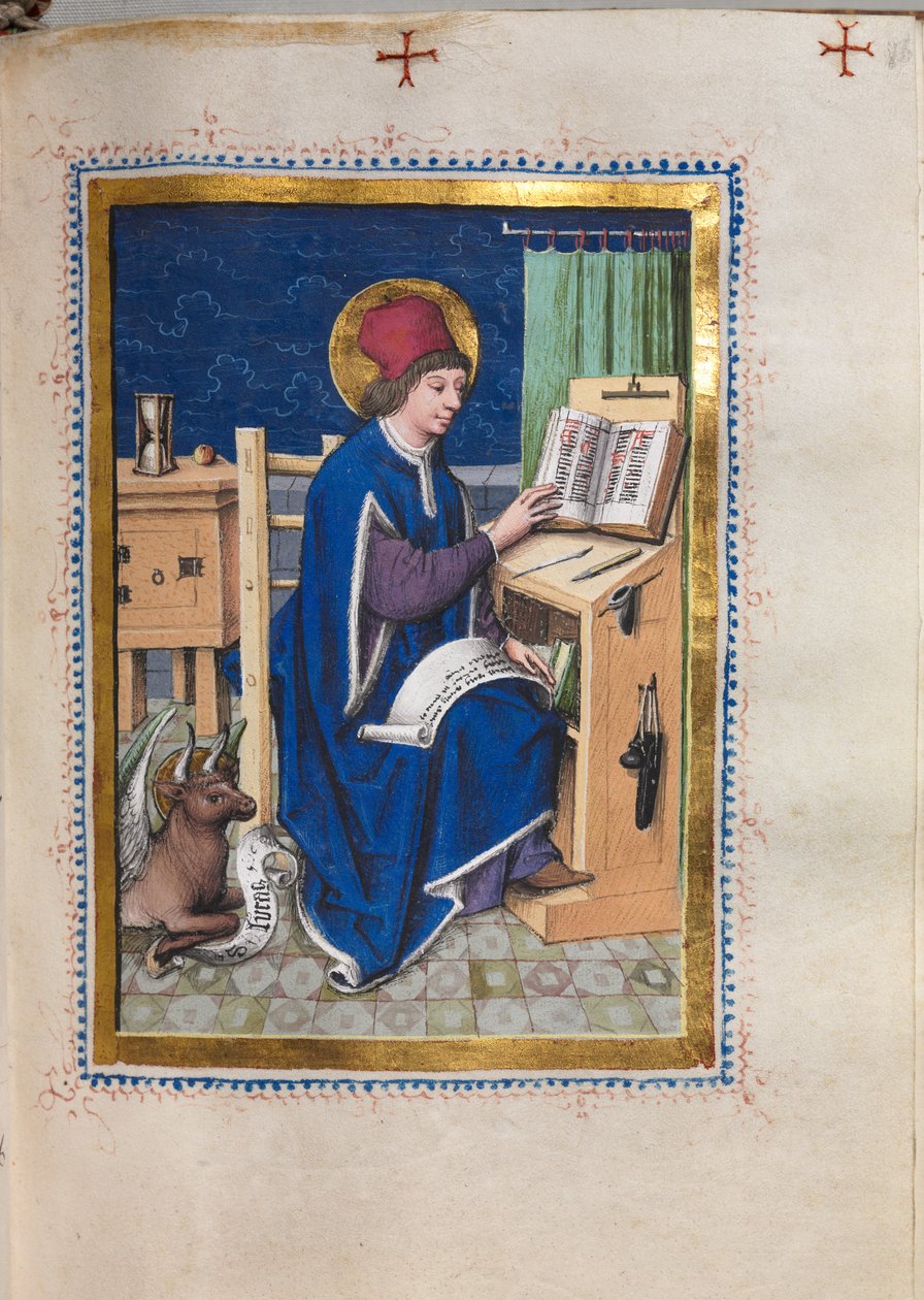 Evangeliebok med evangelistportretter: Saint Luke av Hausbuch Master