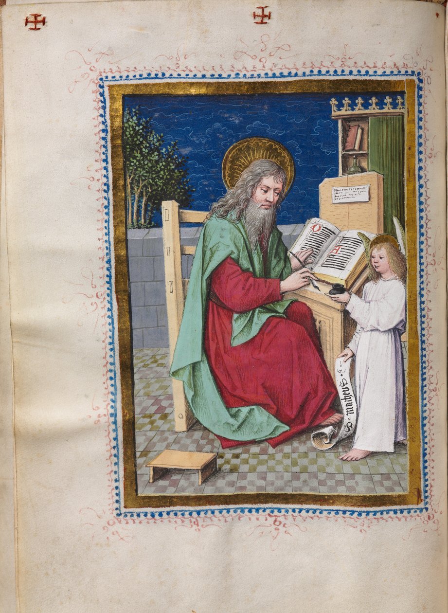 Evangeliebok med evangelistportretter: Saint Matthew, ca. 1480. av Hausbuch Master