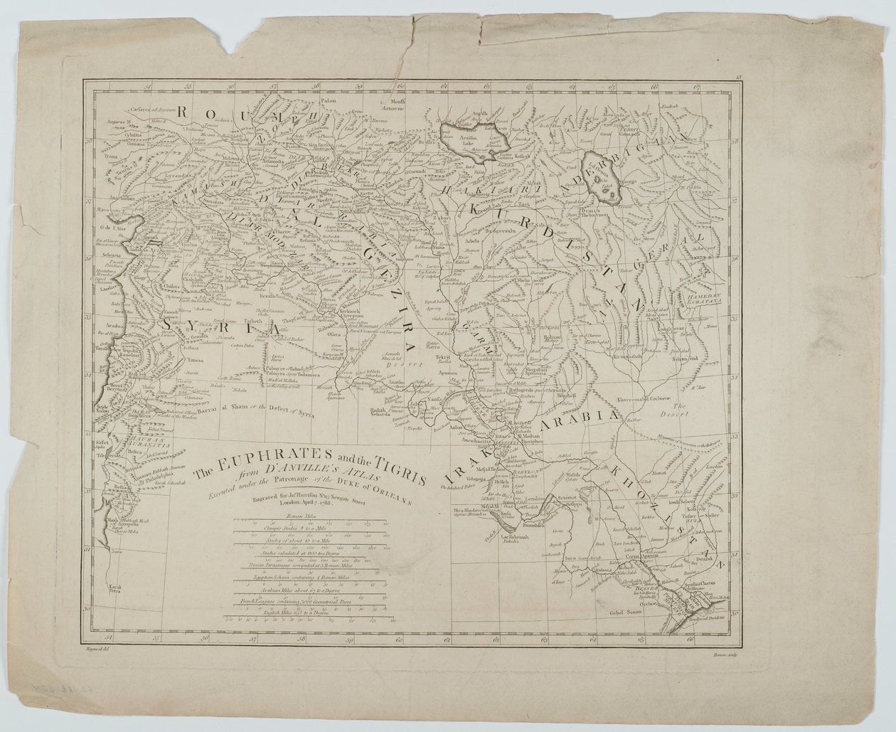 Eufrat og Tigris fra DAnvilles Atlas, gravert av Thomas Bowen, 1788 av Haywood Haywood