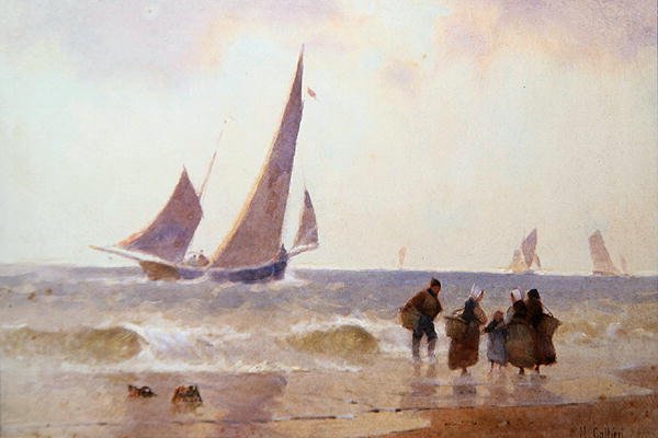 Ut til fiskeplassene (akvarell på papir) av Hector Caffieri