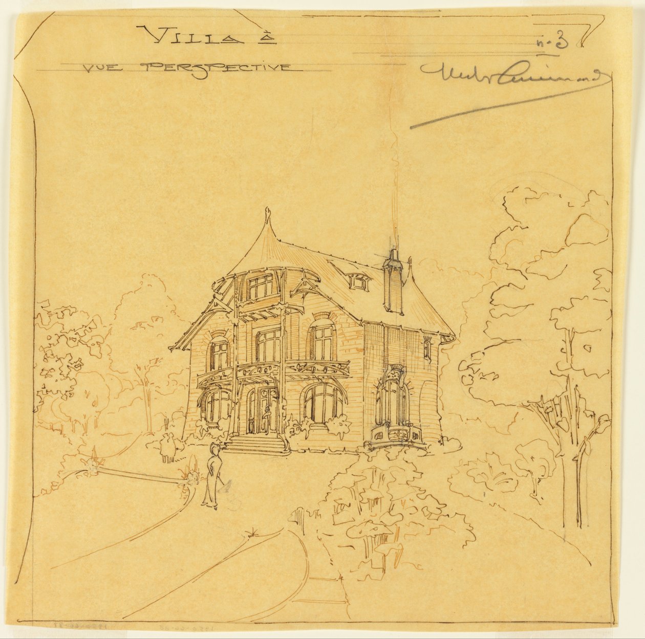Perspektiv utsikt over en villa av Hector Guimard