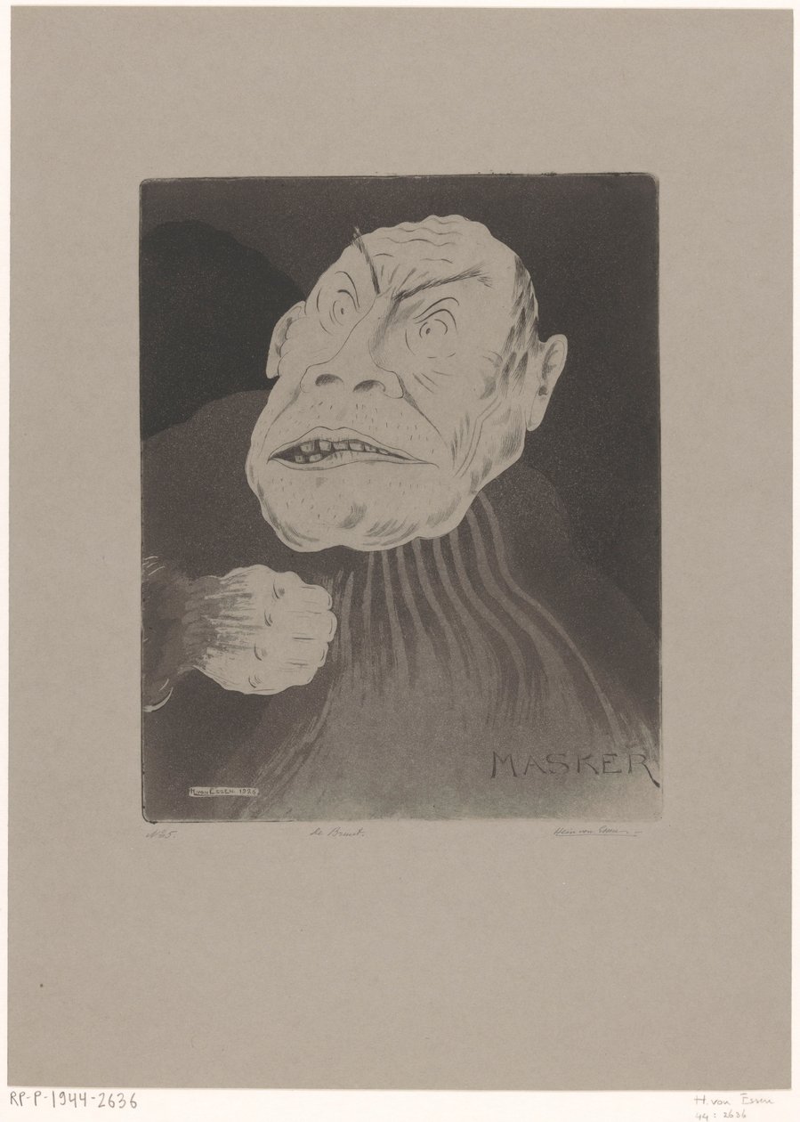 De bruut (original tittel på objekt) Masker (original serietittel på objekt) av Hein von Essen (signed by artist)