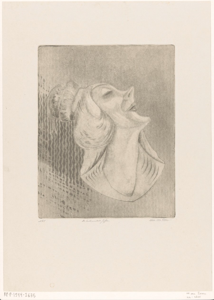 De sentimenteele joffer (original tittel på objekt) Masker (original serietittel på objekt) av Hein von Essen (signed by artist)