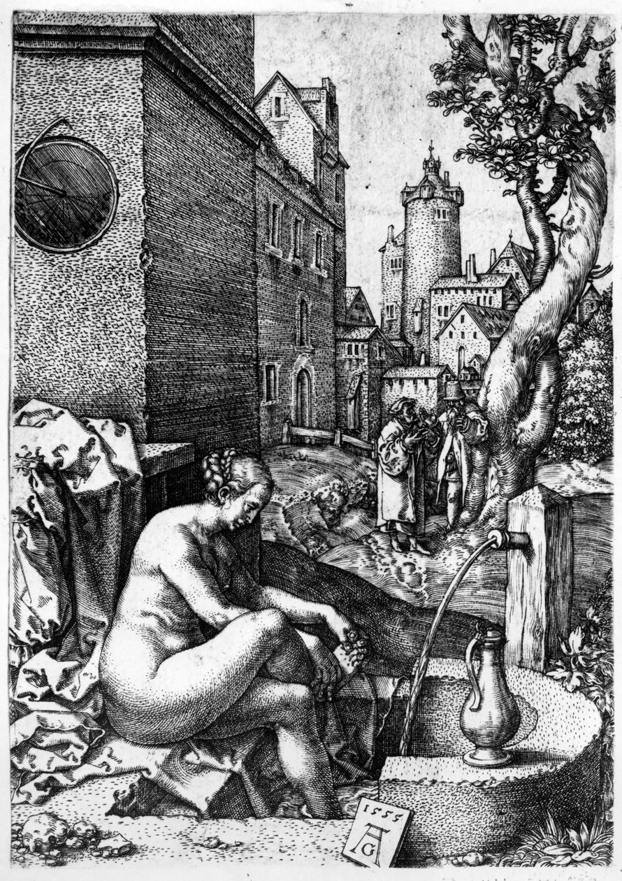 Susanna og de eldste, 1555 av Heinrich Aldegrever