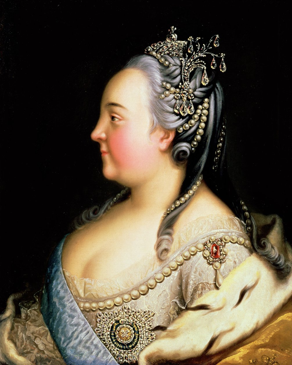 Portrett av Elizabeth Petrovna (1709-62) keiserinne av Russland, ca. 1768 av Heinrich Buchholz