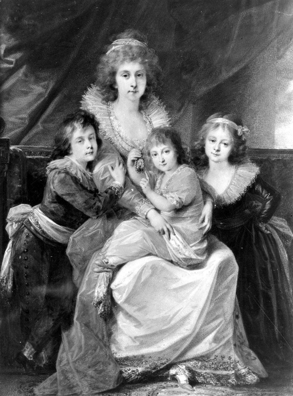 Portrett av Szczęsna (Józefina Amalia) Potocka med barn av Heinrich Füger