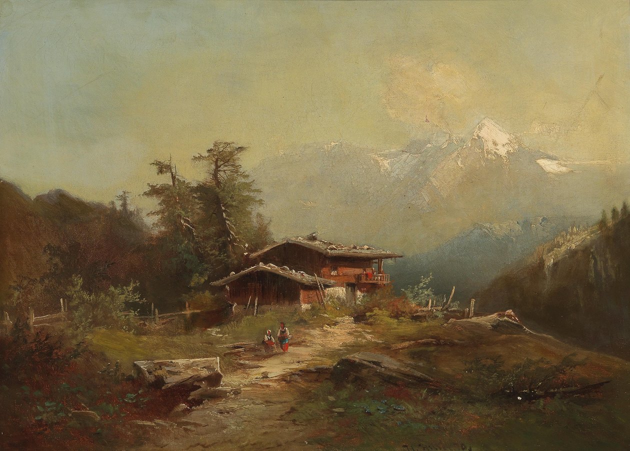 Alpint landskap av Heinrich Hiller