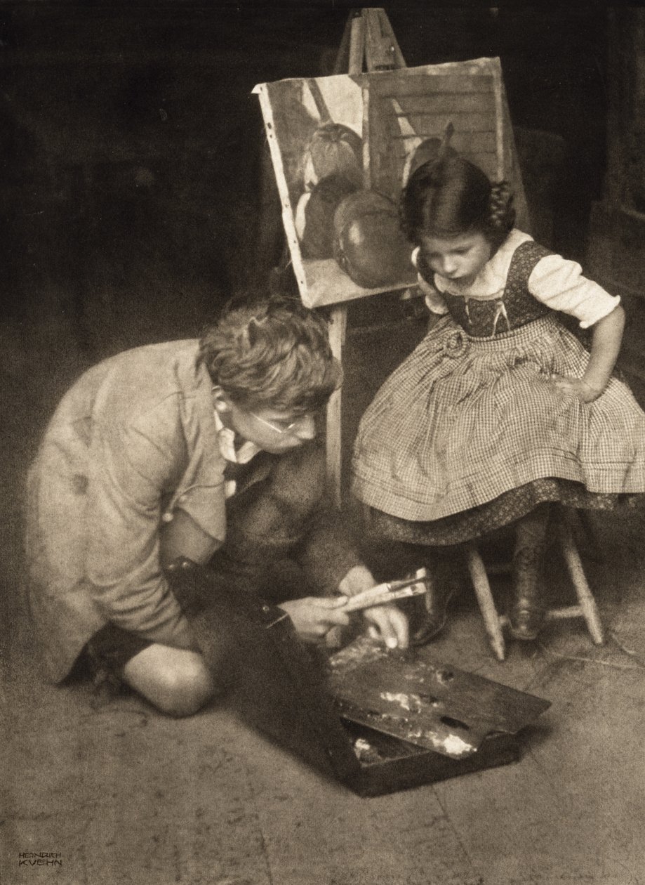 Walter og Lotte ved staffeli, 1909 (gummi bikromattrykk) av Heinrich Kuhn