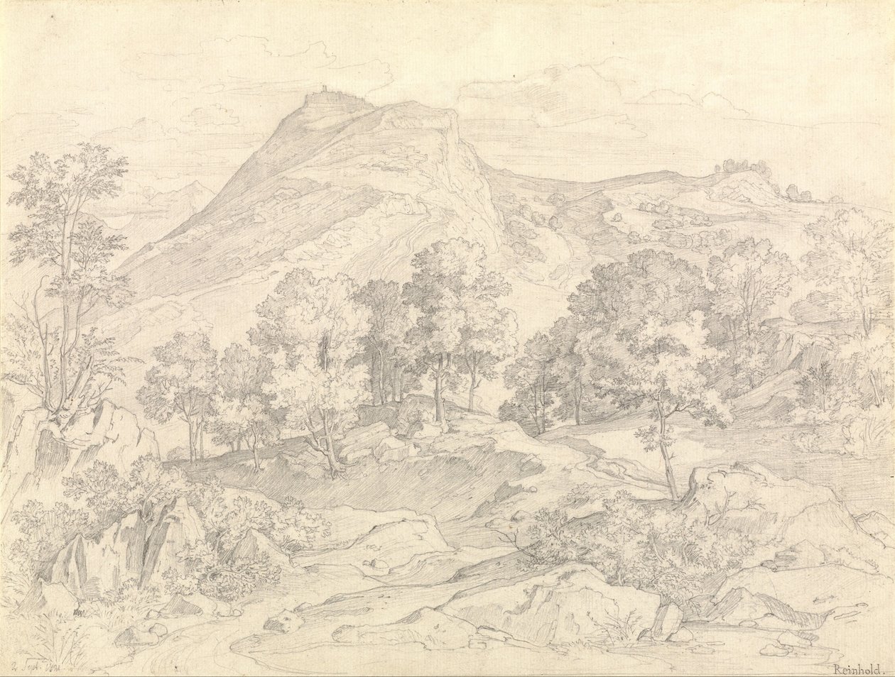 En utsikt over Civitella fra Serpentara ved siden av Olevano av Heinrich Reinhold