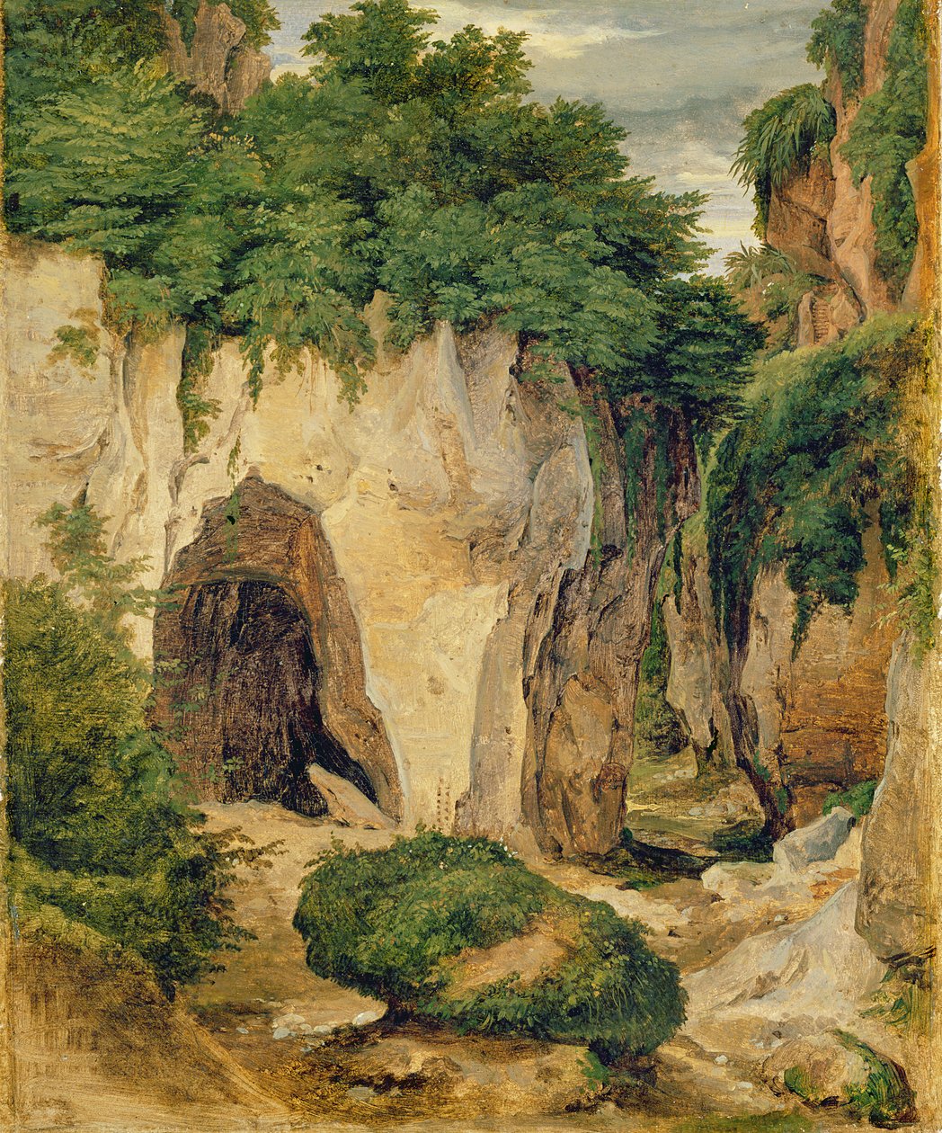 Rocks at Sorrento, 1823 (olje på papir på lerret) av Heinrich Reinhold