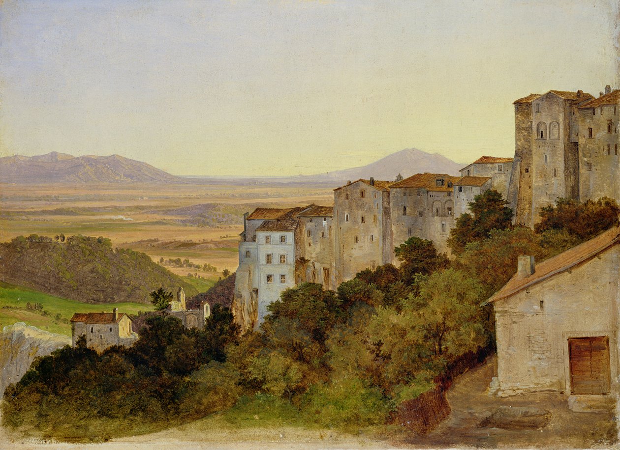 Utsikt over Olevano, 1821-24 (olje på papir på lerret) av Heinrich Reinhold