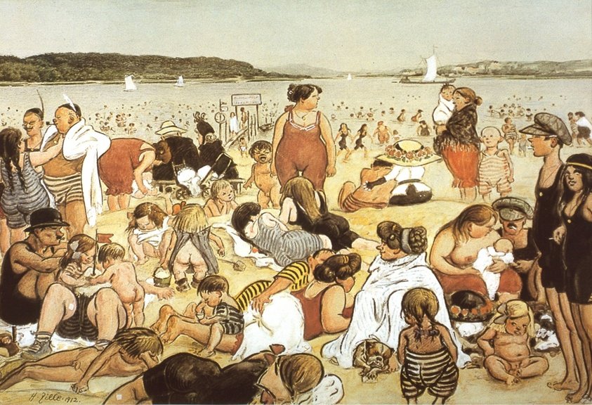 Berlin strandliv 1912 av Heinrich Zille