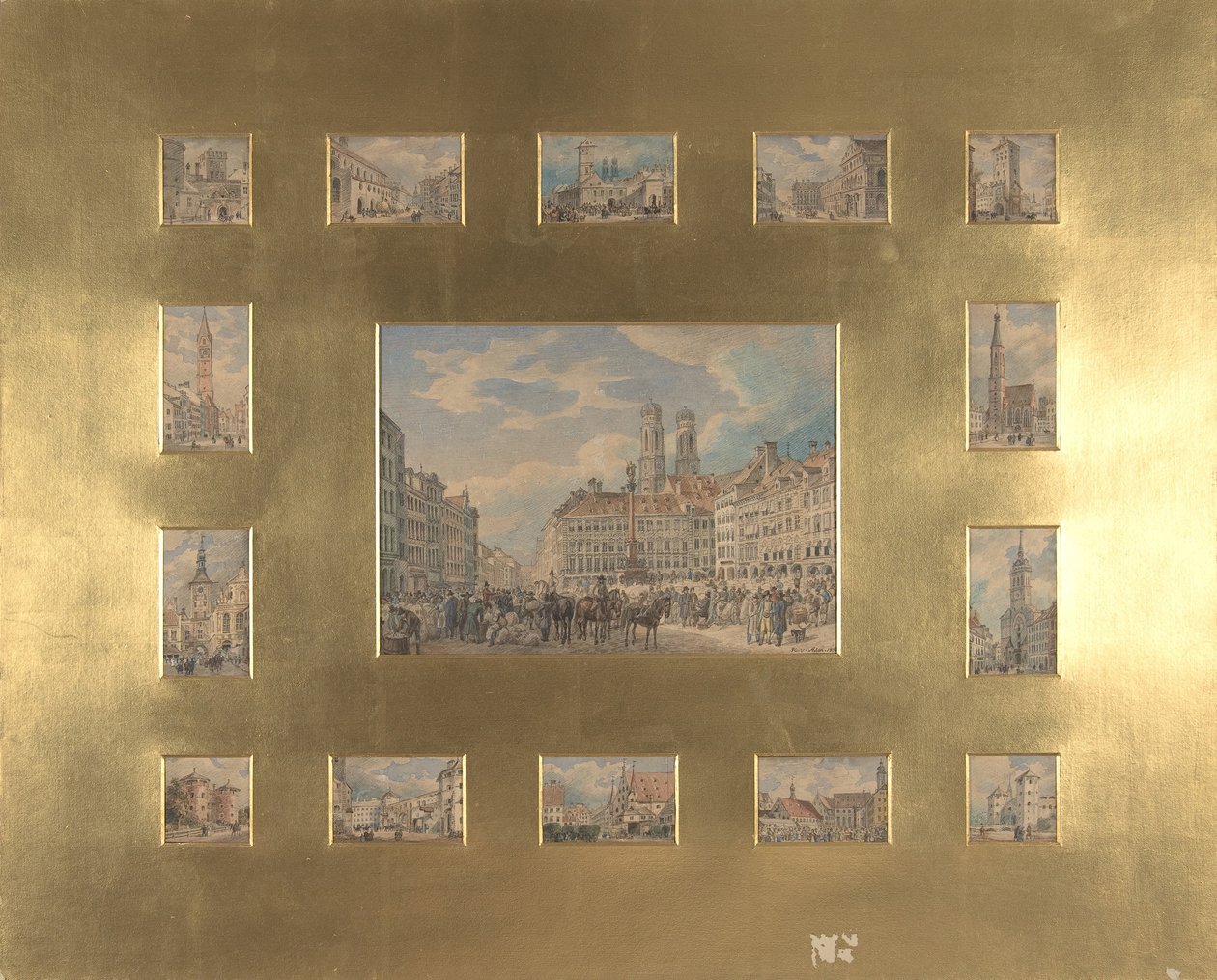 Femten arkitektoniske emner: Utsikt over München, 1835. av Heinrich Adam
