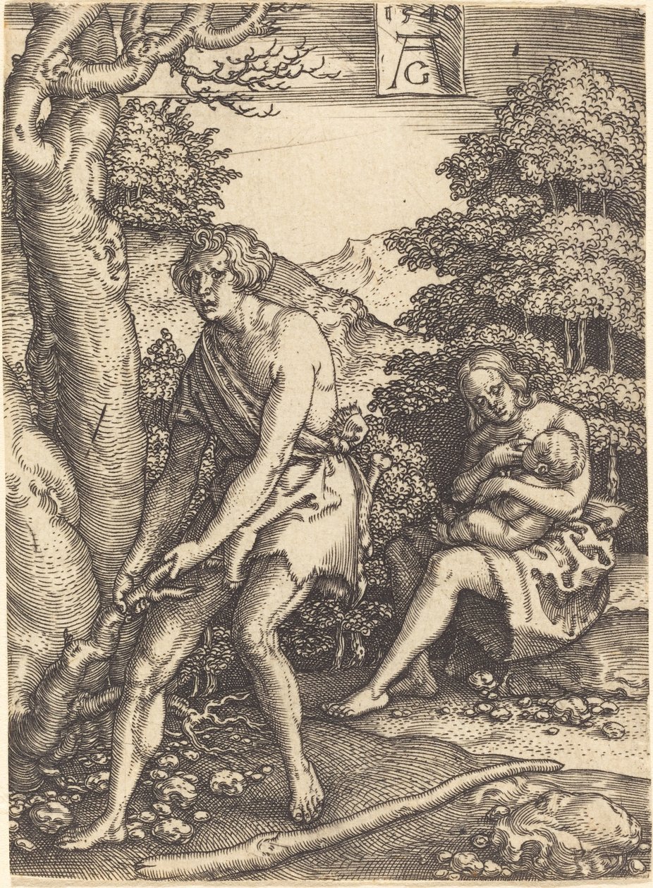 Adam og Eva på jobb, 1540. av Heinrich Aldegrever