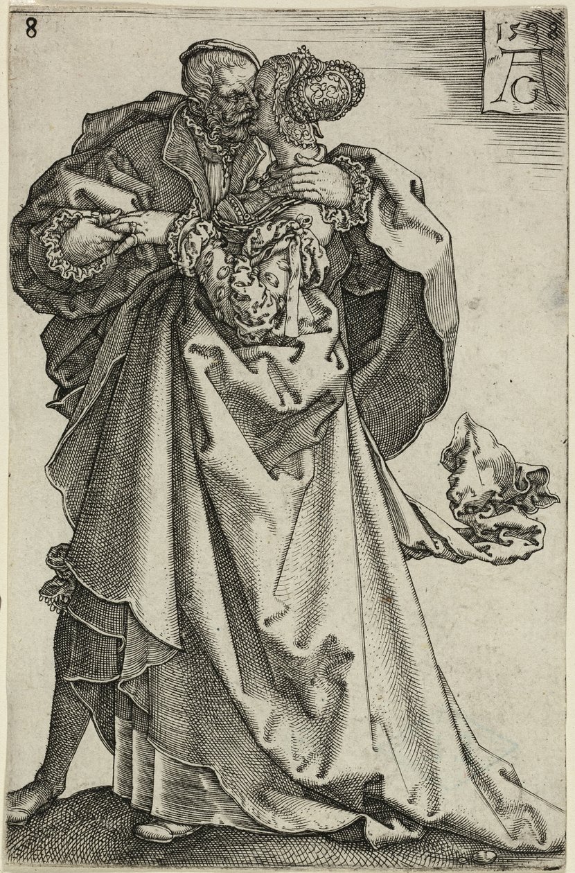 Dancing Couple, plate åtte fra The Large Wedding-Dancers av Heinrich Aldegrever
