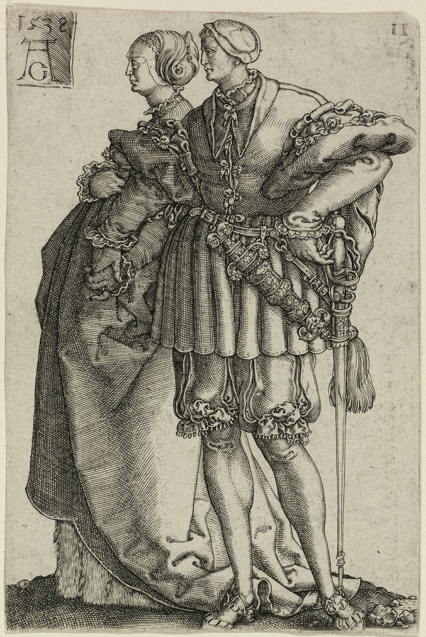 Dancing Couple, plate elleve fra The Large Wedding-Dancers av Heinrich Aldegrever