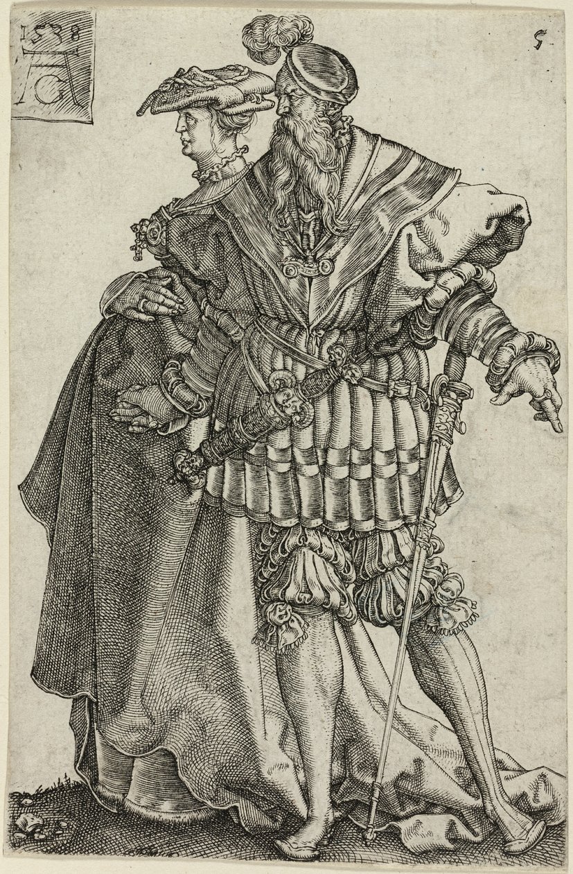 Dansepar, plate fem fra The Large Wedding-Dancers av Heinrich Aldegrever